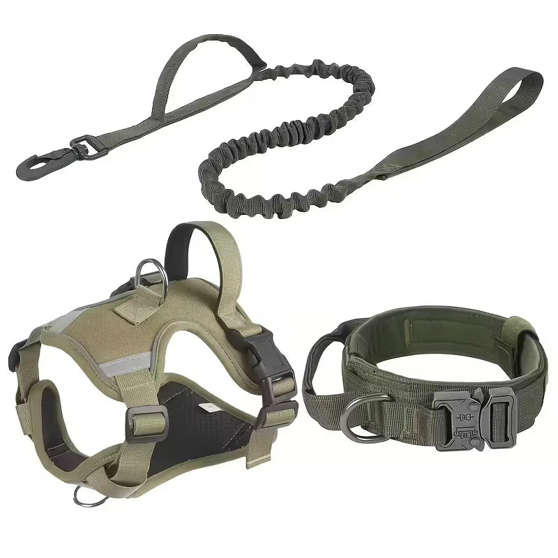 Heavy Duty Dog Harness With Front Leash Connector And Buckles