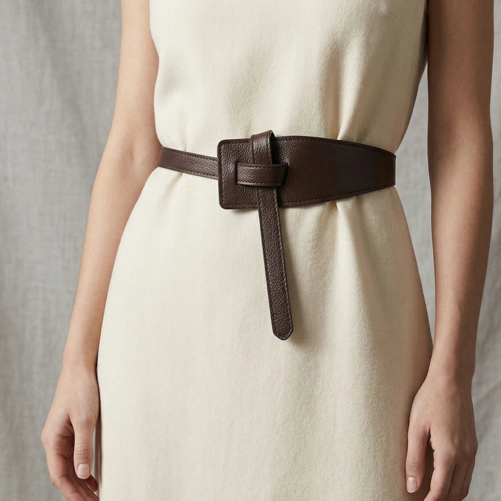Fashion Design Clothing Accessories Women's Knotted Belt Soft PU Leather Long Belt Wide Belt High Quality Jacket Corset Belts