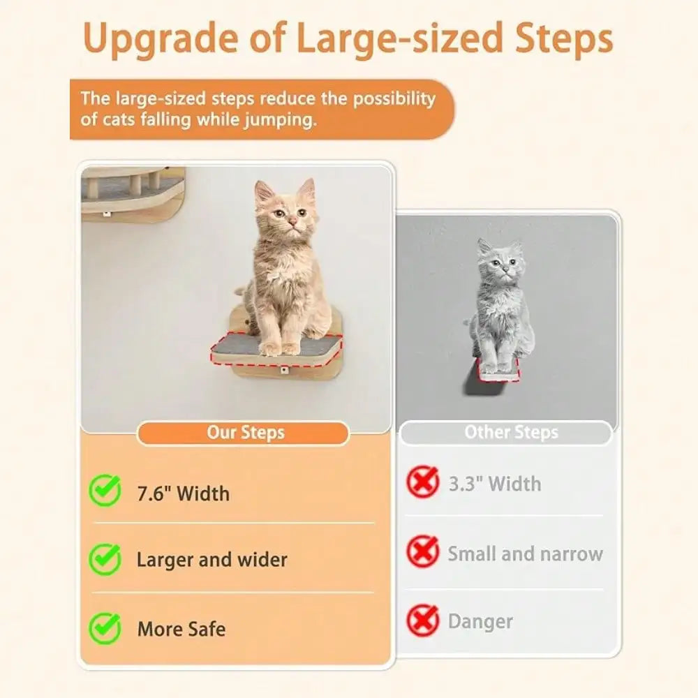 Cat Wall Climbing Shelf With Wide Steps For Indoor Cats