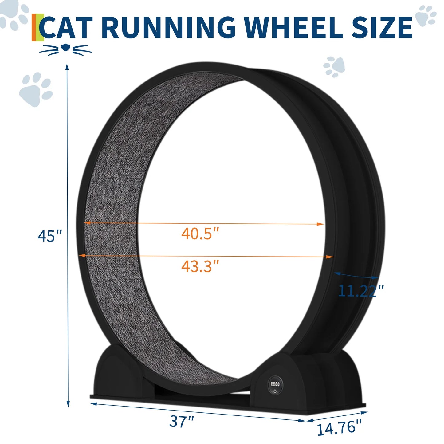 HiMISS Cat Exercise Wheel With Pedometer And Removable Mat Fitness