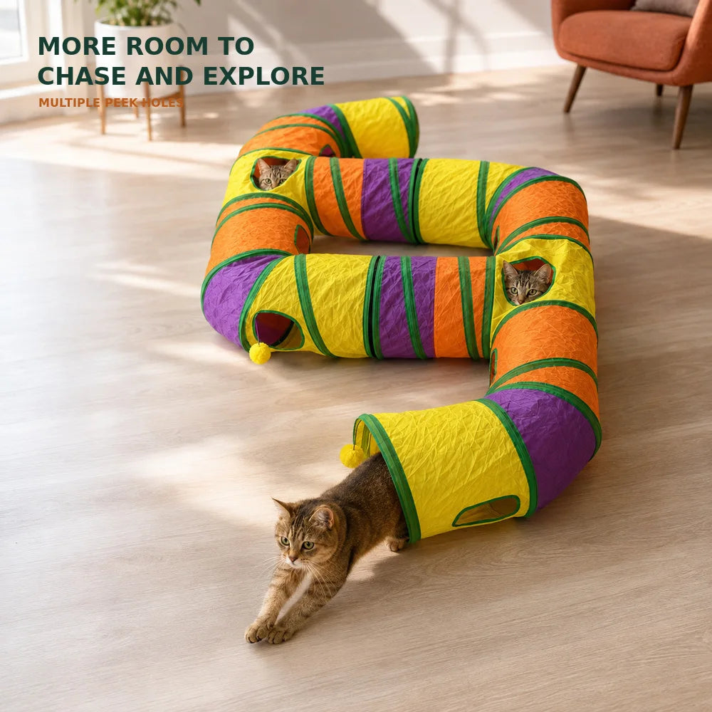Zoe Connectable Cat Tunnel Maze With Toys And Peek Holes