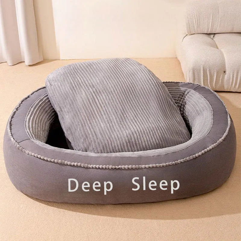 Pet Bed Donut Shaped Kennel Soft Washable Cushion