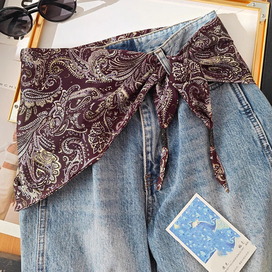 1 PC Vintage Waist Triangle Scarf For Women Accessories Fashion Floral Headscarf Jeans Waist Accessories Birthday/Engagement/Holiday Gifts Everyday Jewelry, Elegant Accessory