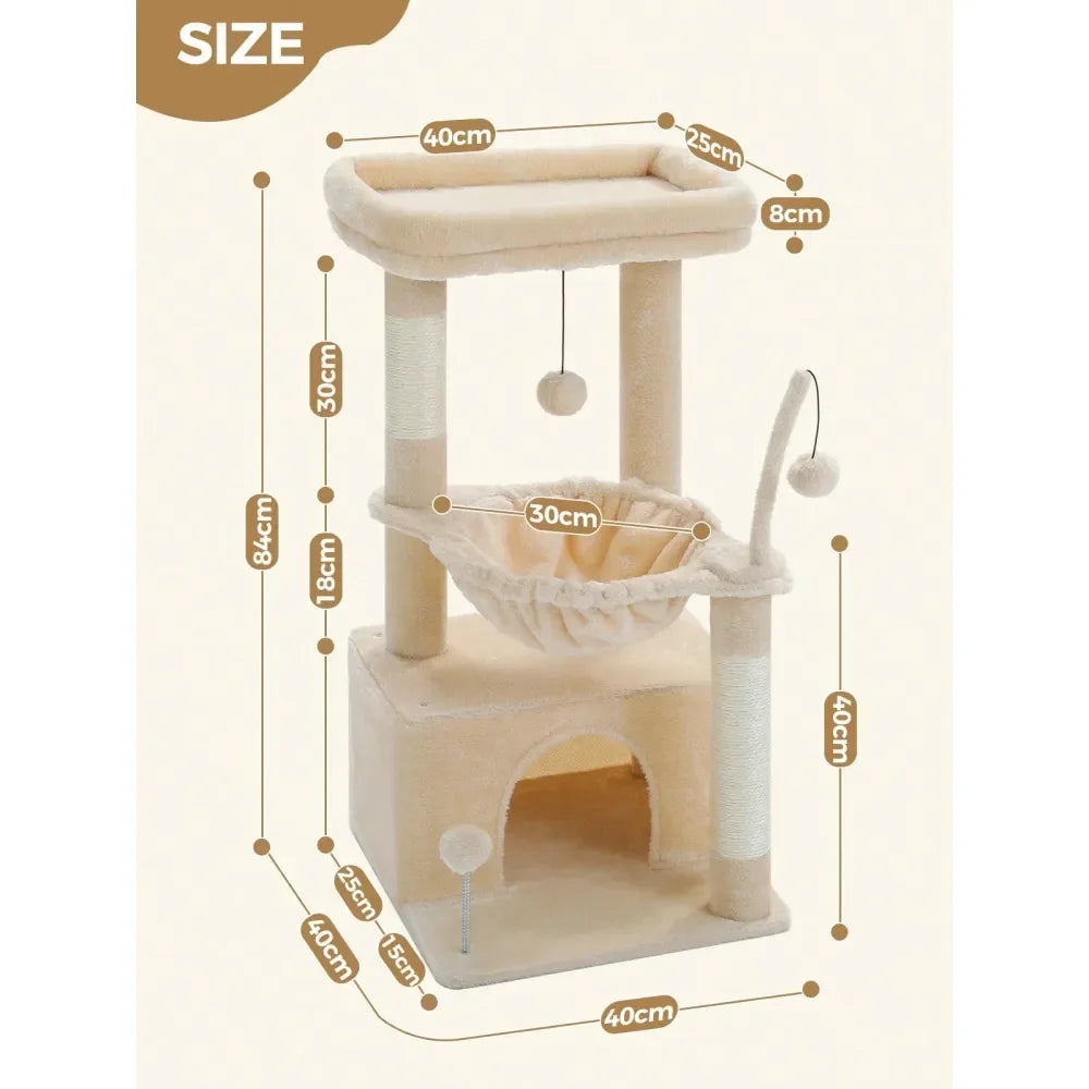 33 Cactus Cat Tree, Cat Tower For Indoor Cats With Large Cat Condo, Cat ching Post For Cats With Deep Hammock Cozy Top Per