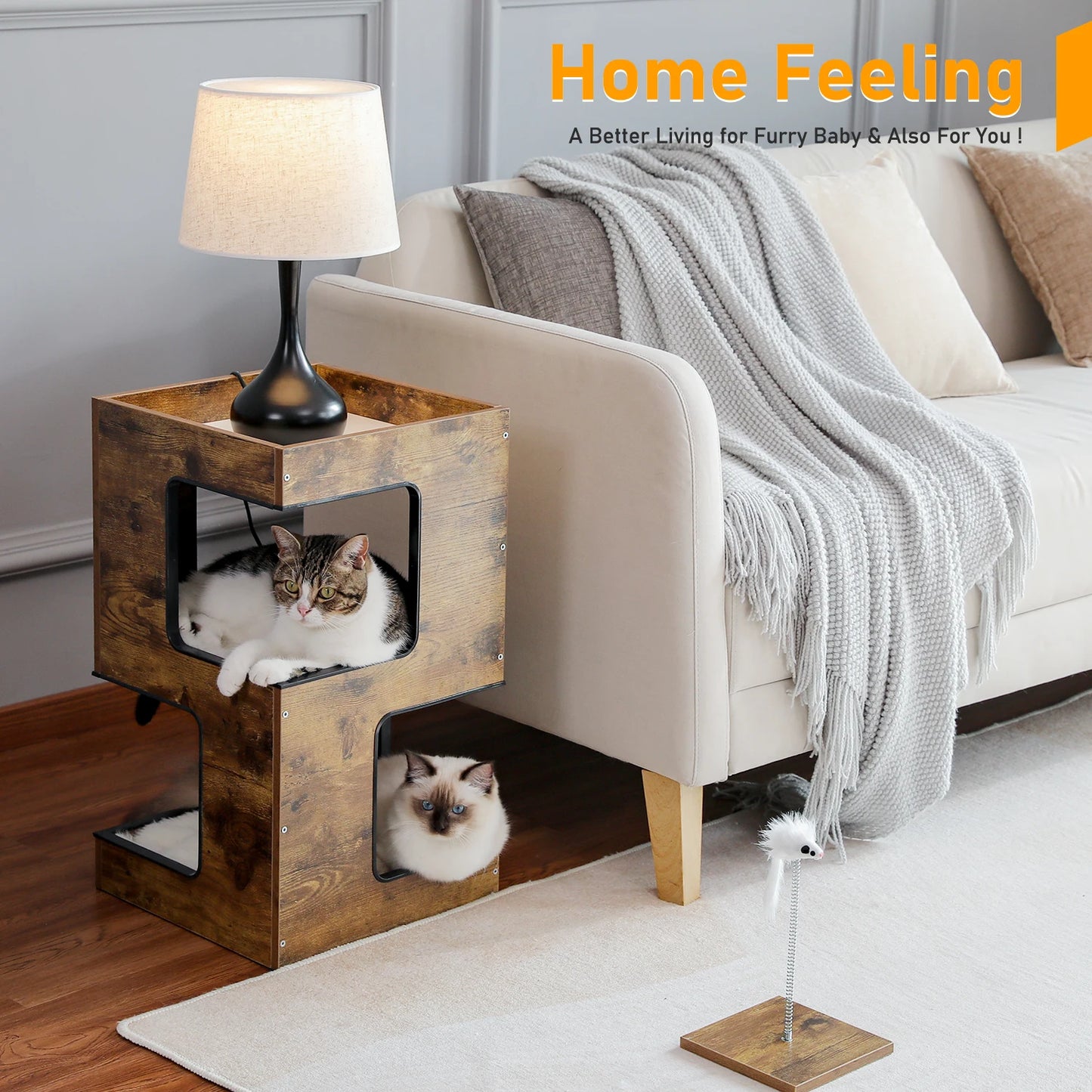 PAWZ Road Wood Cat Condo With Mats And Scratching Pad