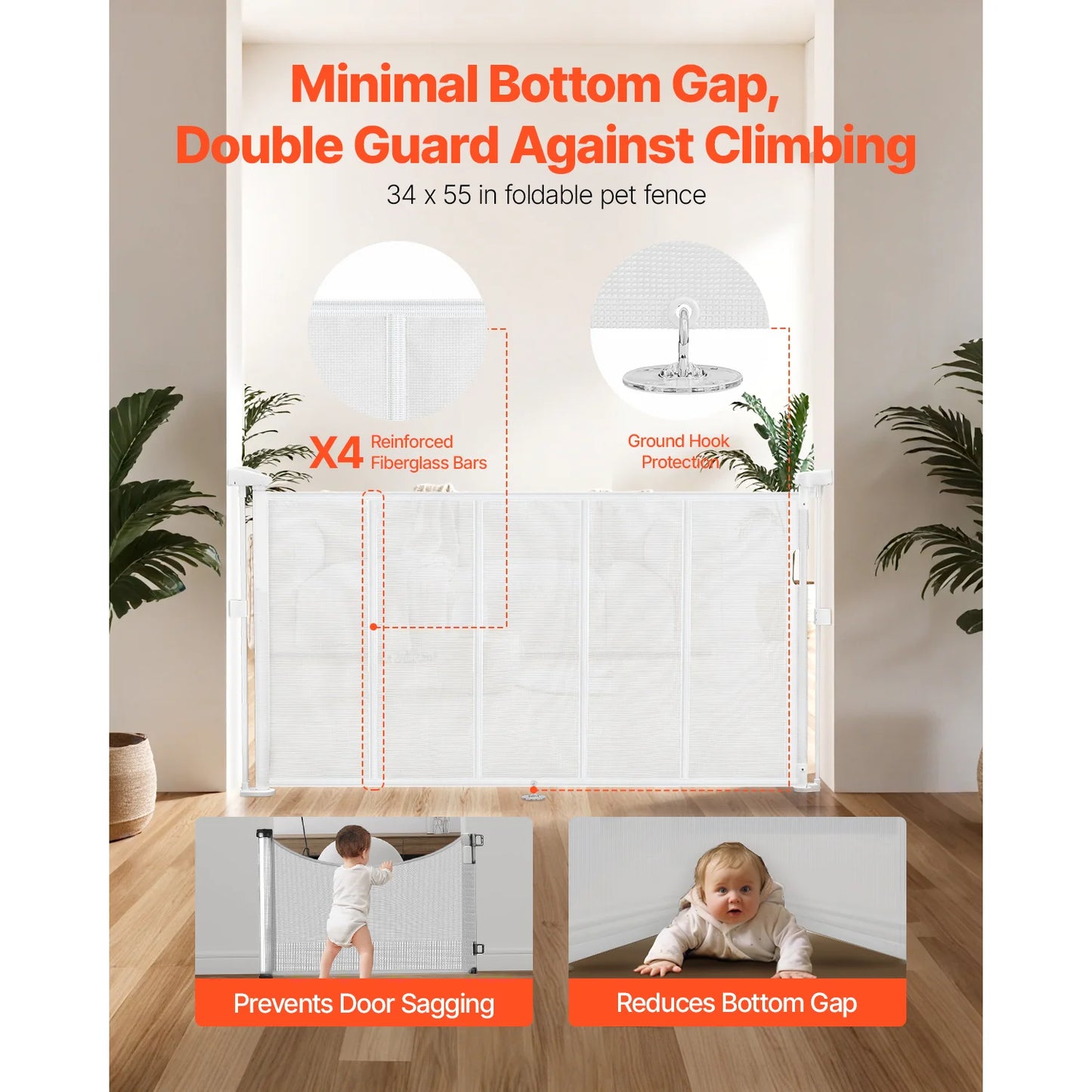 SucceBuy Retractable Baby Gate Extends up to 55/71/110 inch Wide Retractable Gate for Kids or Pets for Indoor Stairs Doorways