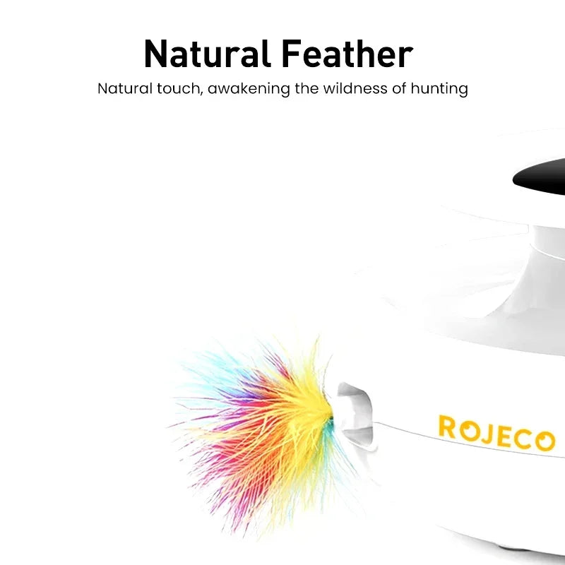 ROJECO 2 in 1 Smart Cat Toys Automatic Feather Fun Ball Toy Set For Cat Dog 5 Modes Electronic Interactive Pet Toy Accessories