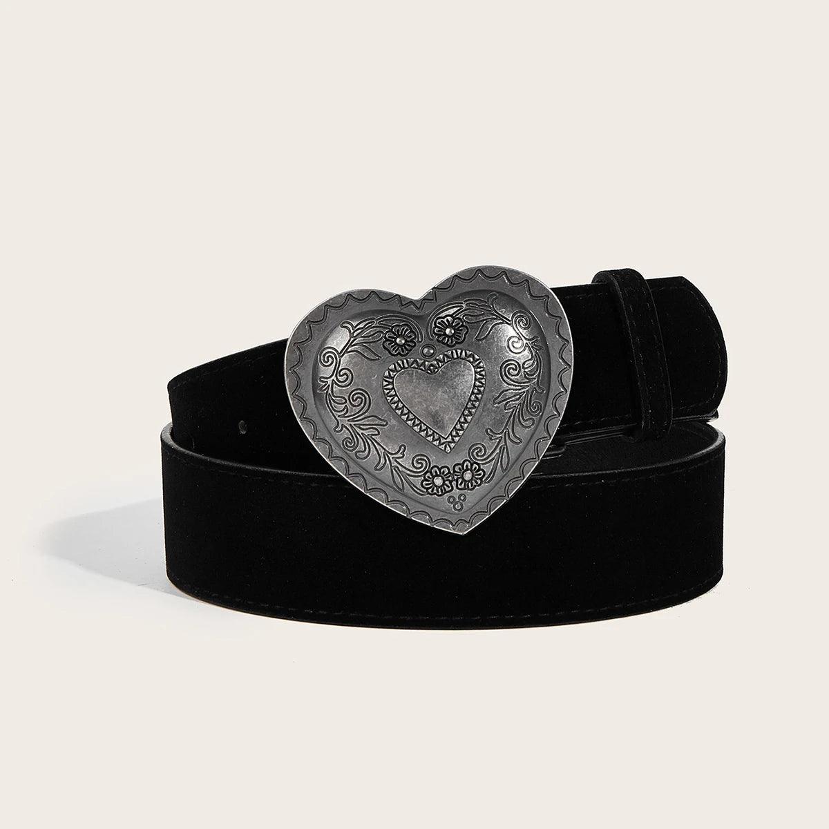 A Love Buckle Pattern PU Leather Belt Fashionable Casual Jeans