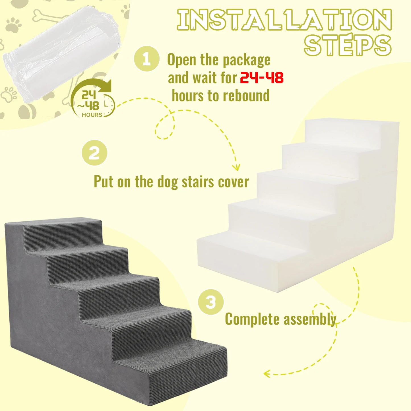Niubya 4 Tier Pet Stairs Non Slip Foam Steps For Beds And Couches