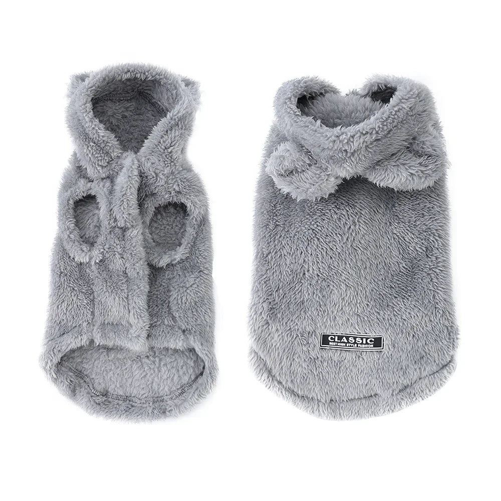 Winter Fleece Hooded Pet Sweater Coat For Small Dogs Cats