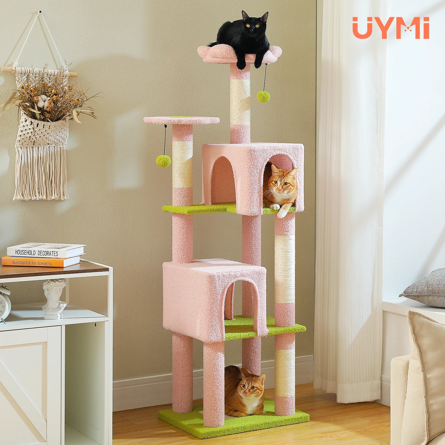 Multi-Level Cat Tree for Indoor Large Cat Tower with 2 Spacious Condos Scratching Posts Scratching Pad Cat Accessories Cat Toys