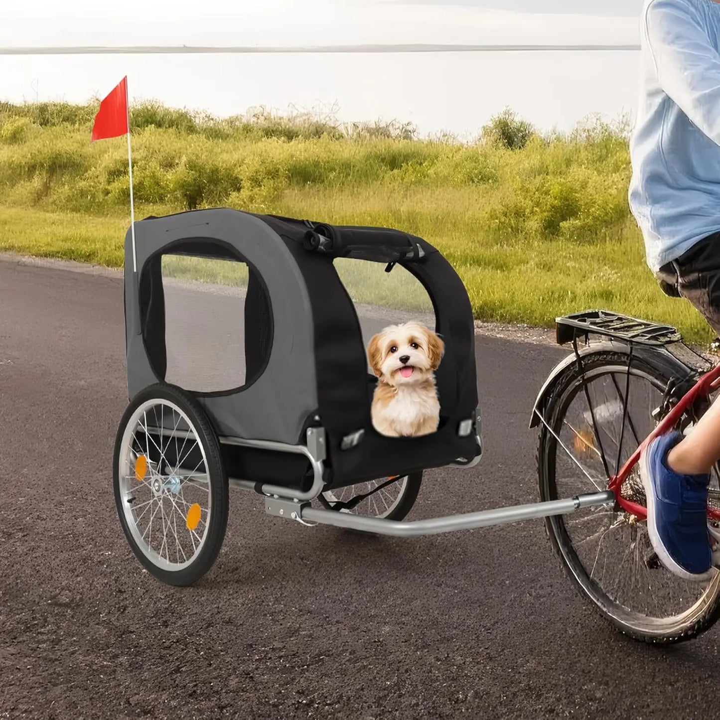 HiMISS Folding Steel Dog Bike Trailer With Universal Coupler