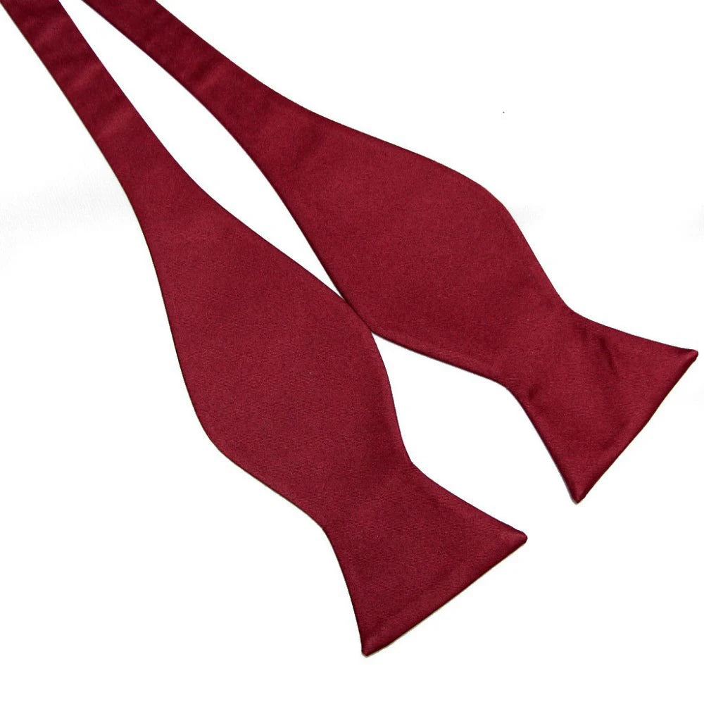 Self Bow Tie Men Adjustable Silk Satin Bowtie Solid Color Classic Business Neckwear Butterfly Wedding Party Suit Accessories Tie
