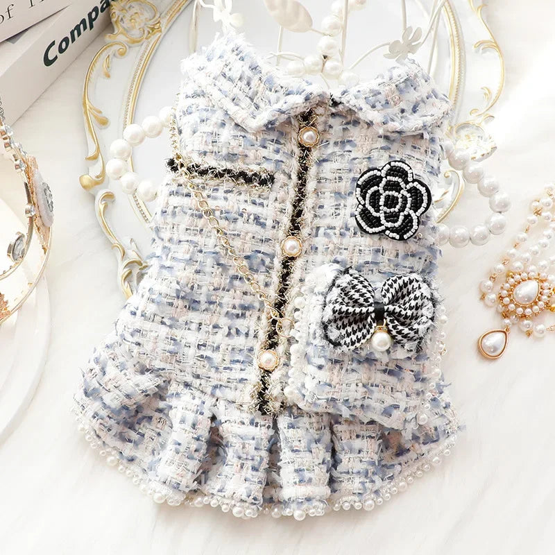 Winter Princess Dog Dress With Backpack