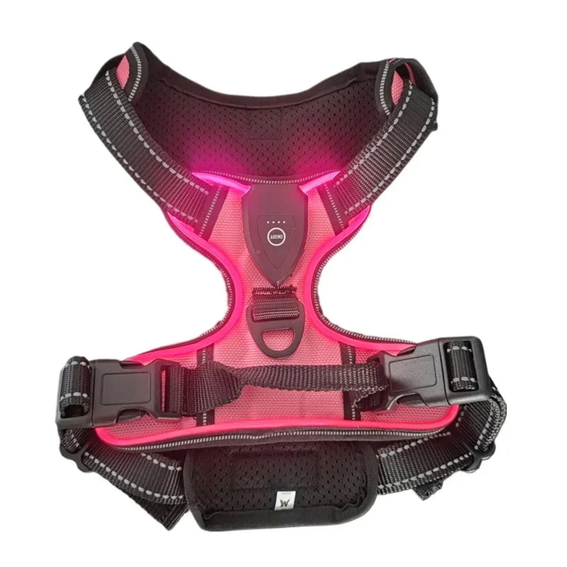 Led Luminous Dog Harness No Pull Adjustable Rechargeable For Walking