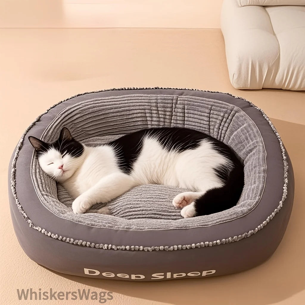 Pet Bed Donut Shaped Kennel Soft Washable Cushion