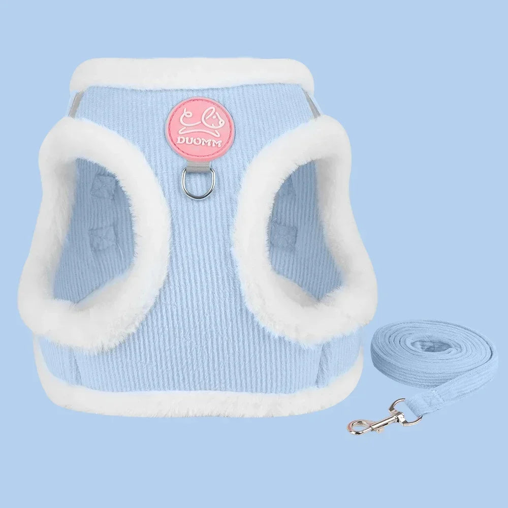 Walking Sphynx Cat Harness Vest With Fur And Leash