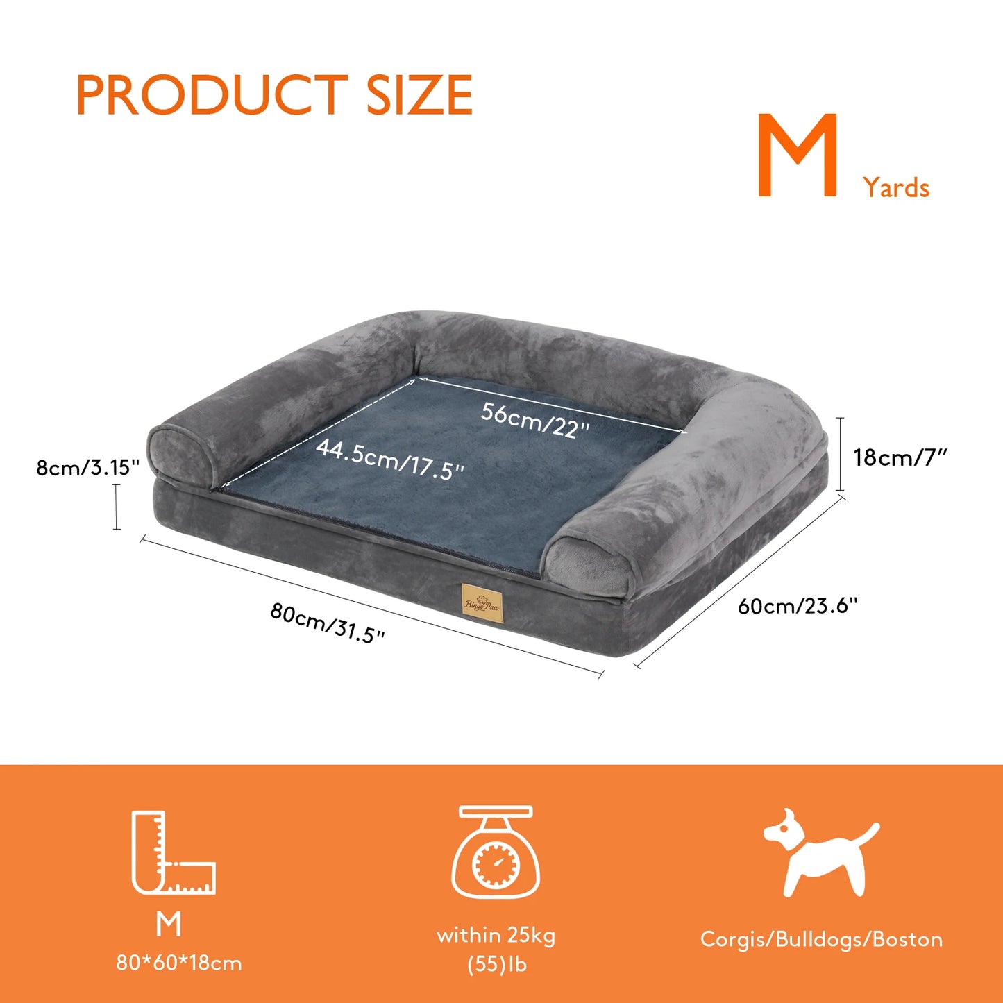 BINGOPAWCN Orthopedic Dog Bed With Removable Washable Cover And Foam
