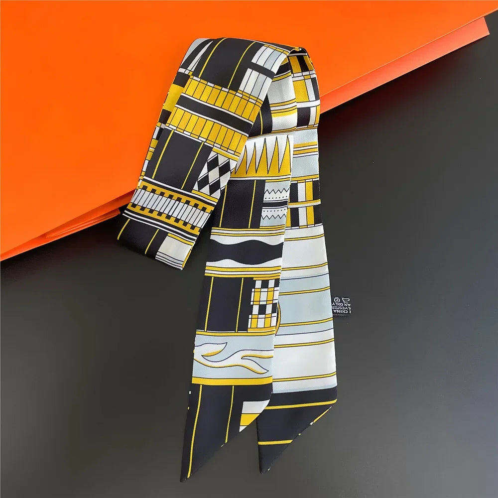 Gorgeous Saddle Print Summer Scarf 2023 Brand Design Women Skinny Bag Scarves Hair Band Neck Silk Scarf Ladies Foulard Headband