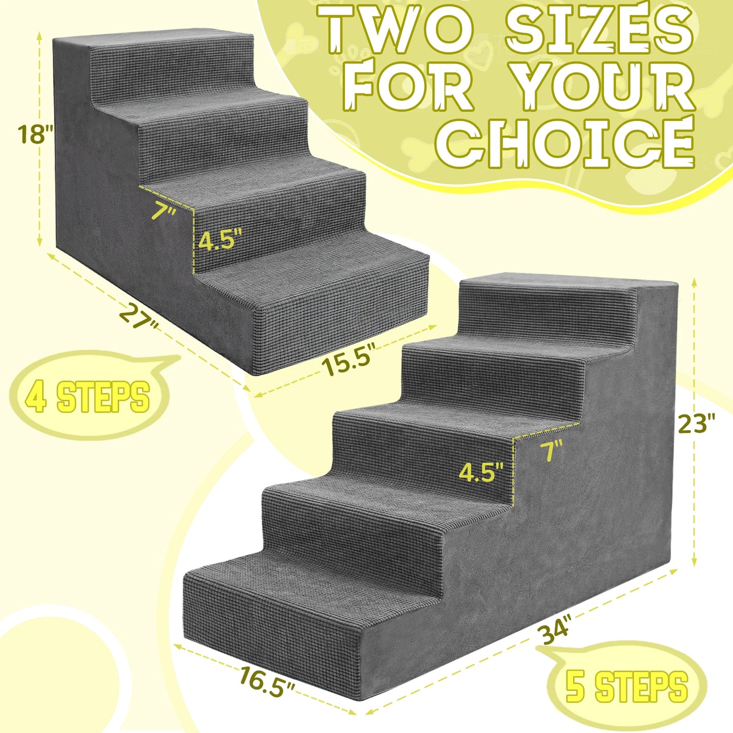 Niubya 4 Tier Pet Stairs Non Slip Foam Steps For Beds And Couches