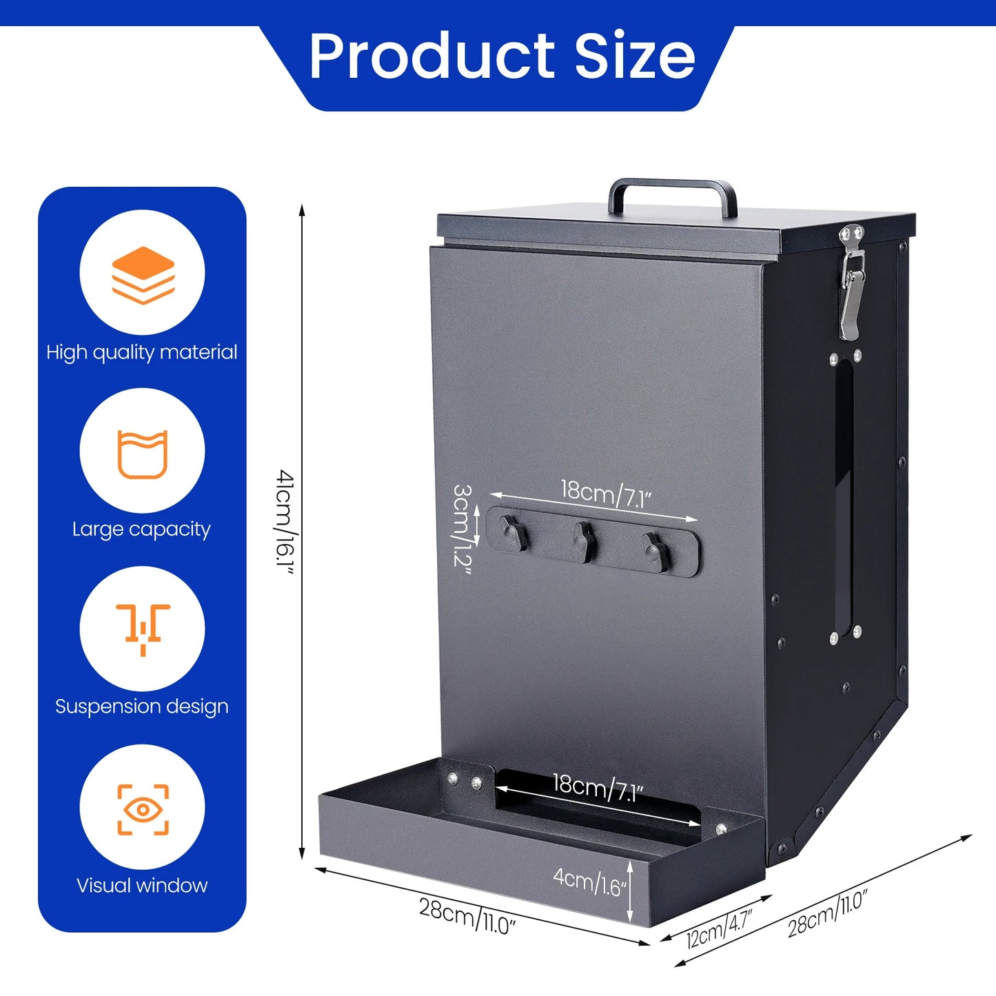 Large Stainless Steel Hanging Dog Bowl Feeder for Crate Cage - No Spill Pet Food Dispenser