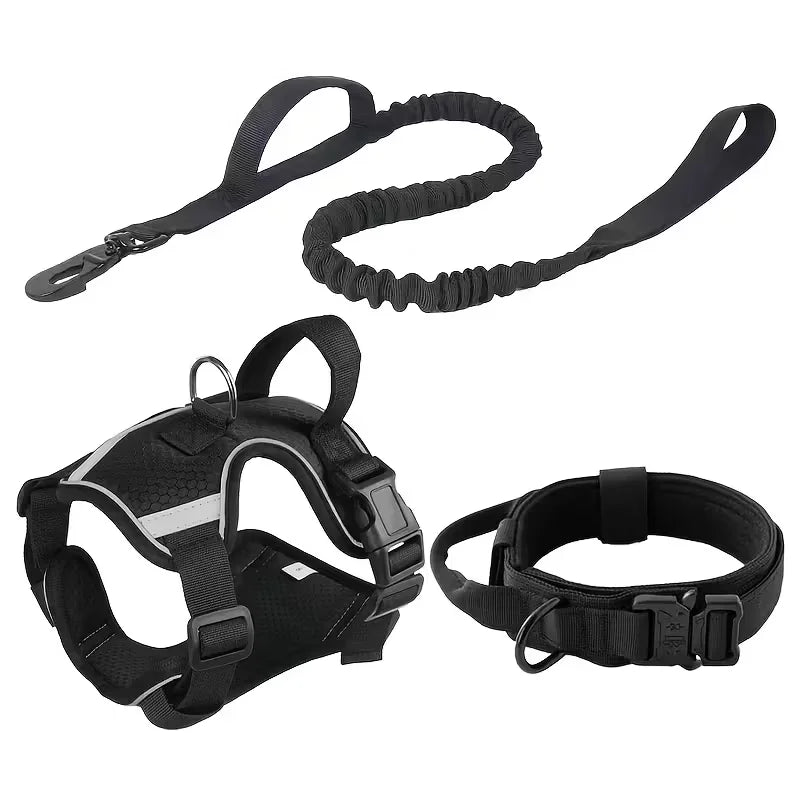 Heavy Duty Dog Harness With Front Leash Connector And Buckles