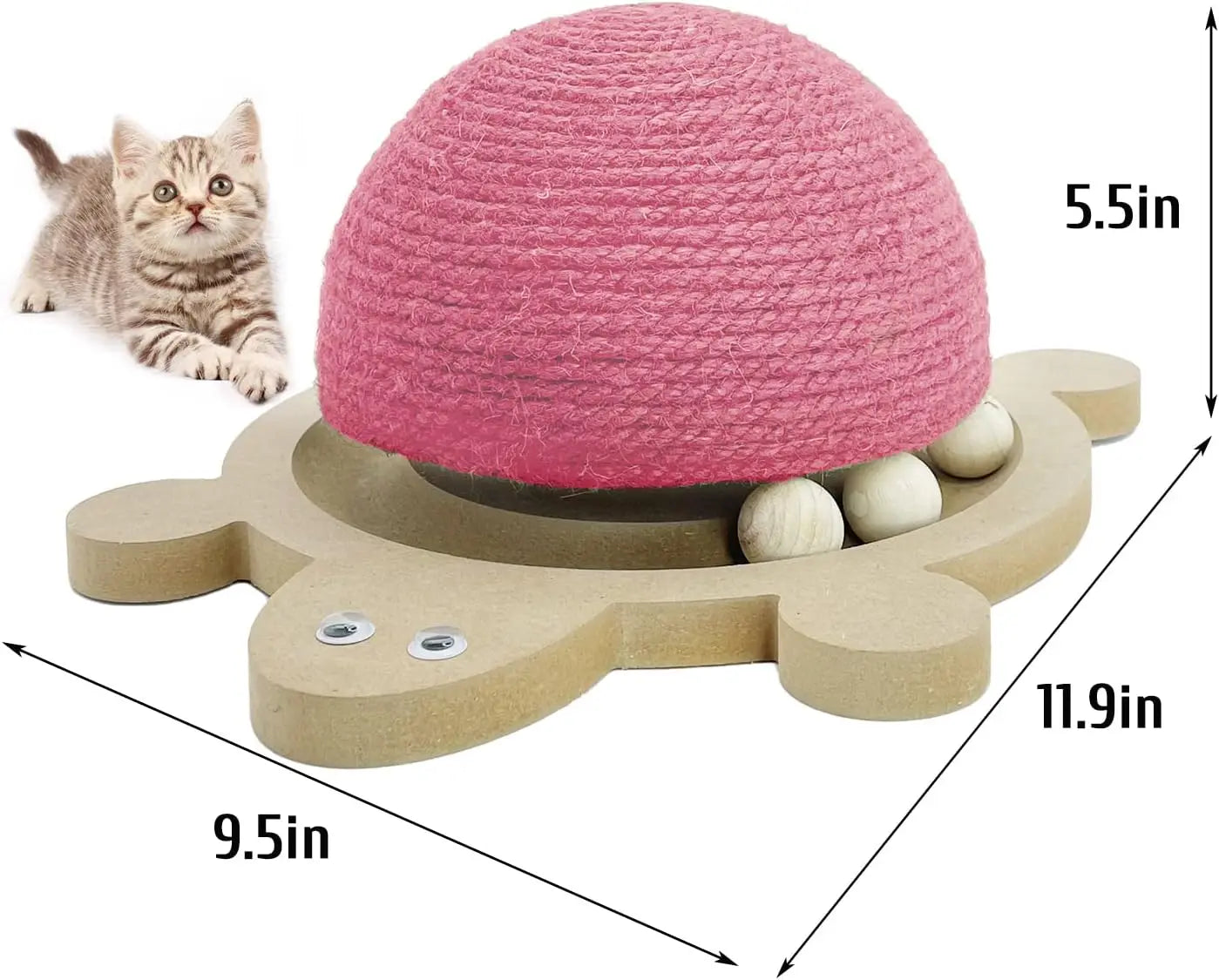 Natural Sisal Cat Scratching Ball With Wooden Base Roller Track