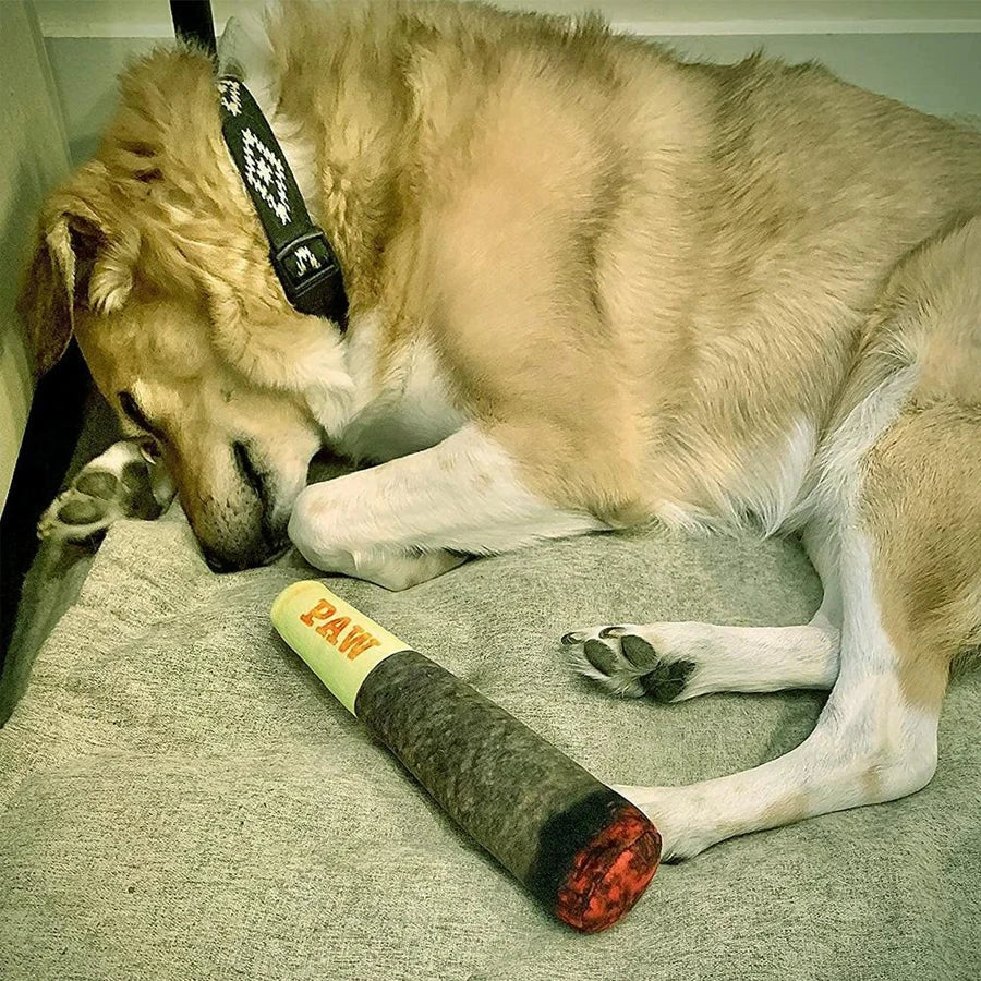 Funny Interactive Cigar Plush Dog Toy Squeaky Chew