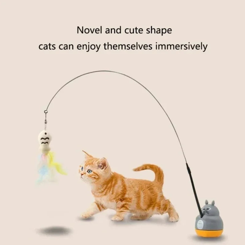 Cat Teaser Wand Toy With Feather And Bell Interactive Cat Toy