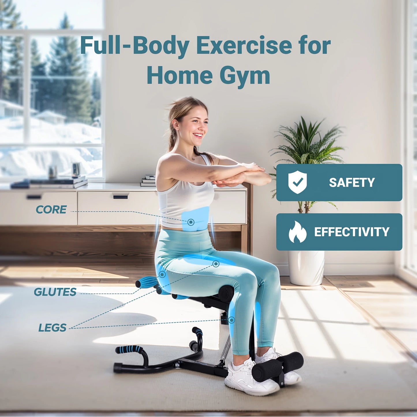 MERACH Deep Squat Machine Designed for Women, an Adjustable Glute Trainer, Perfect for Core Leg Push-Up Workouts at Home. Ideal Leg Training Equipment for Personal Use, a Great Gift for Family, Available in a New Blue And Bla