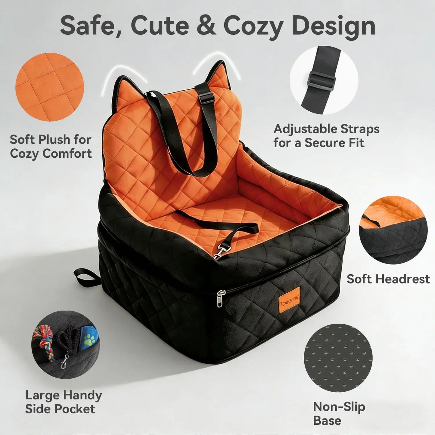 XMSJ Dog Car Seat With Elevated Cushion And Storage