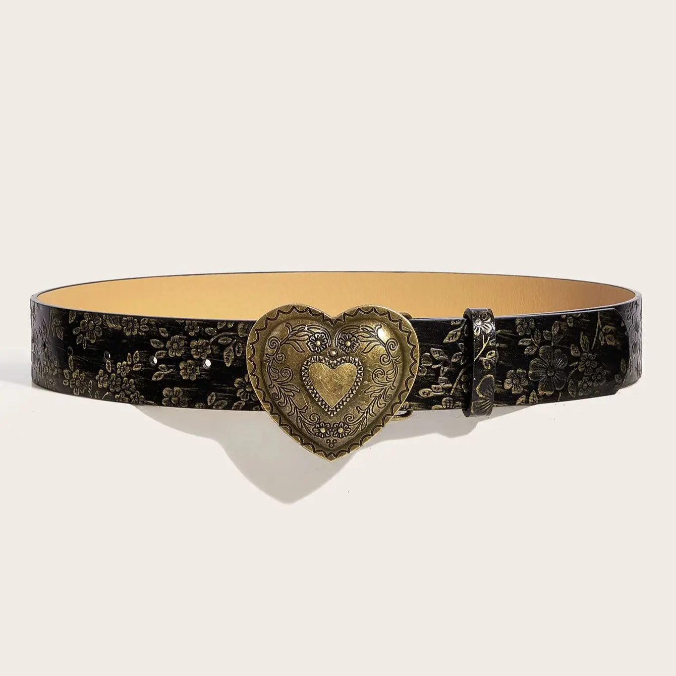 A Love Buckle Pattern PU Leather Belt Fashionable Casual Jeans