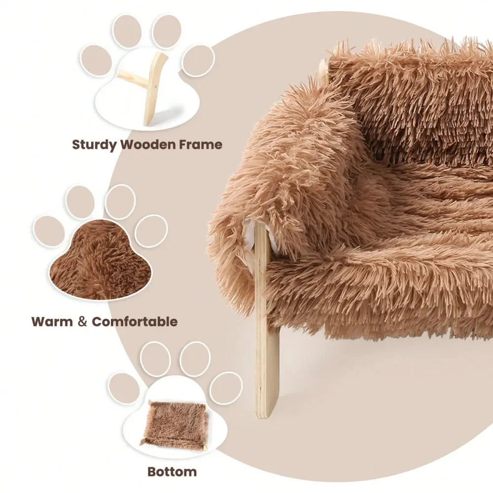 Dog Supplies Pet Furniture And Beds Dog Bed 1 Piece Soft And Comfortable Raised Cat Bed Sofa Made Of Wood, Sturdy Large Cat Sofa