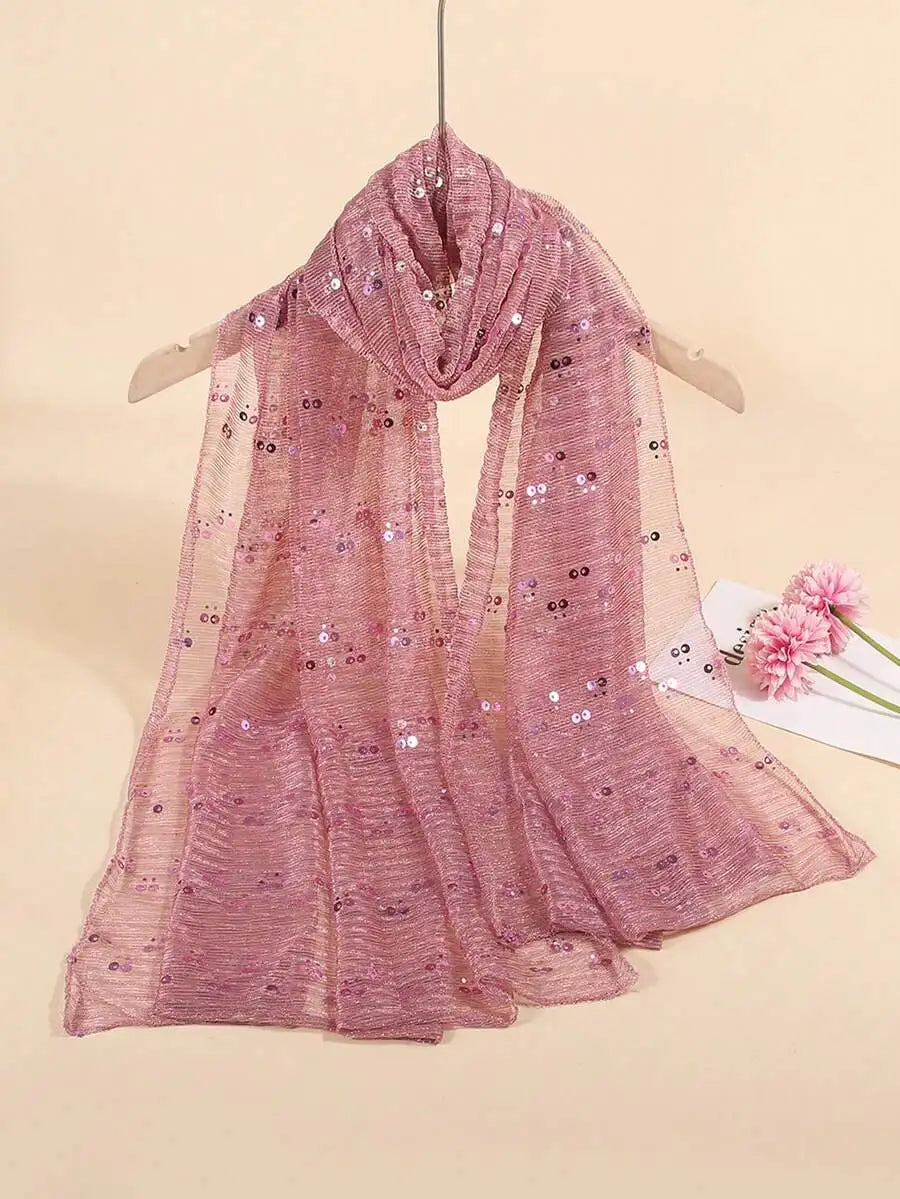 Womens Lightweight Sequin Scarf Shawl Wrap For Beach Party Daily Use