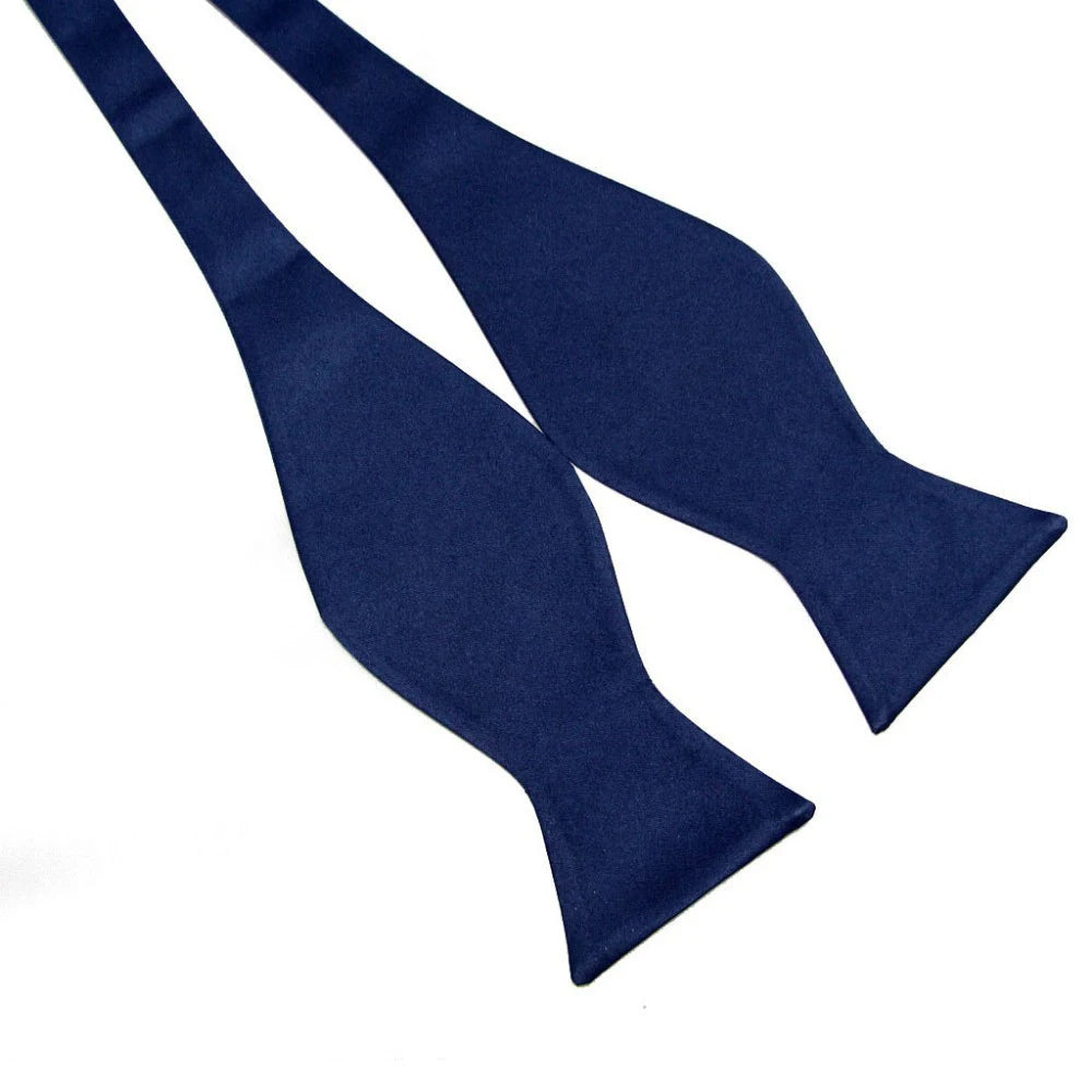 Self Bow Tie Men Adjustable Silk Satin Bowtie Solid Color Classic Business Neckwear Butterfly Wedding Party Suit Accessories Tie