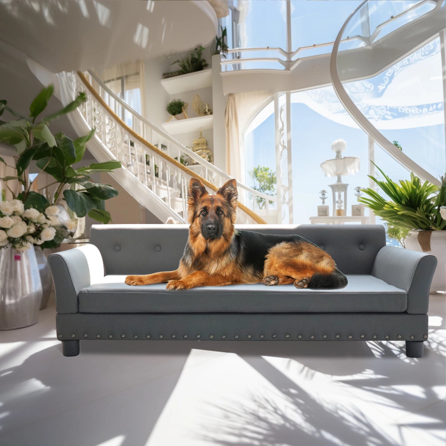 BINGOPAW Durable Elevated Dog Bed Sofa Made With Leather