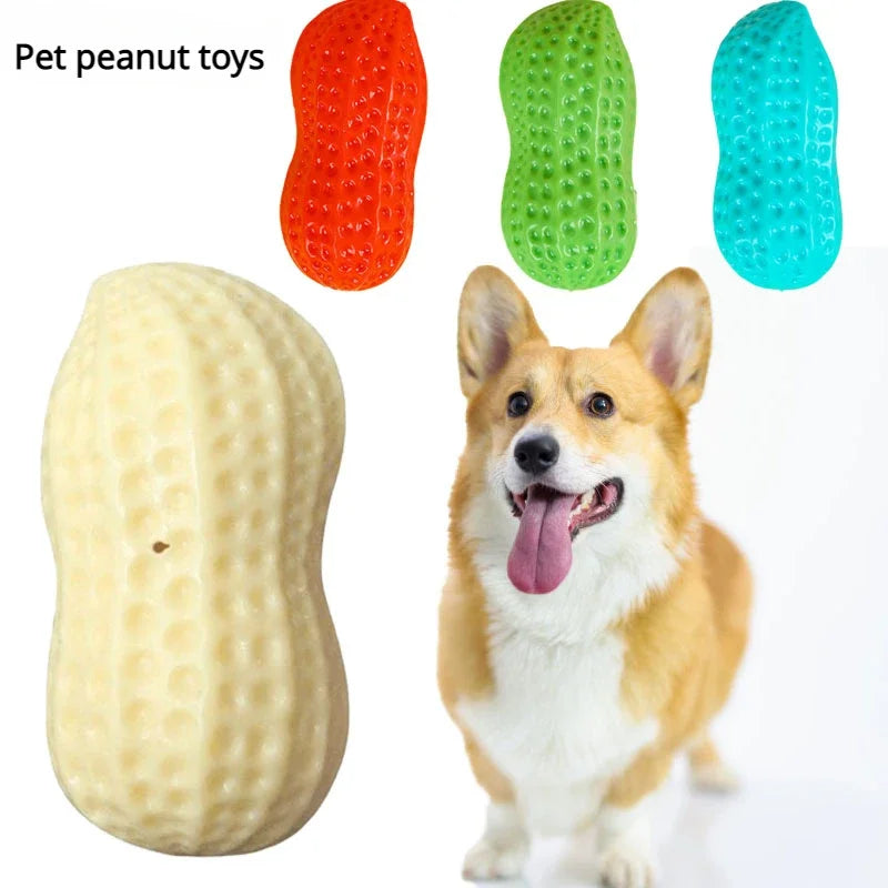 Pet Peanut Squeak Chew Toy For Dogs And Cats Interactive Grinding Teeth