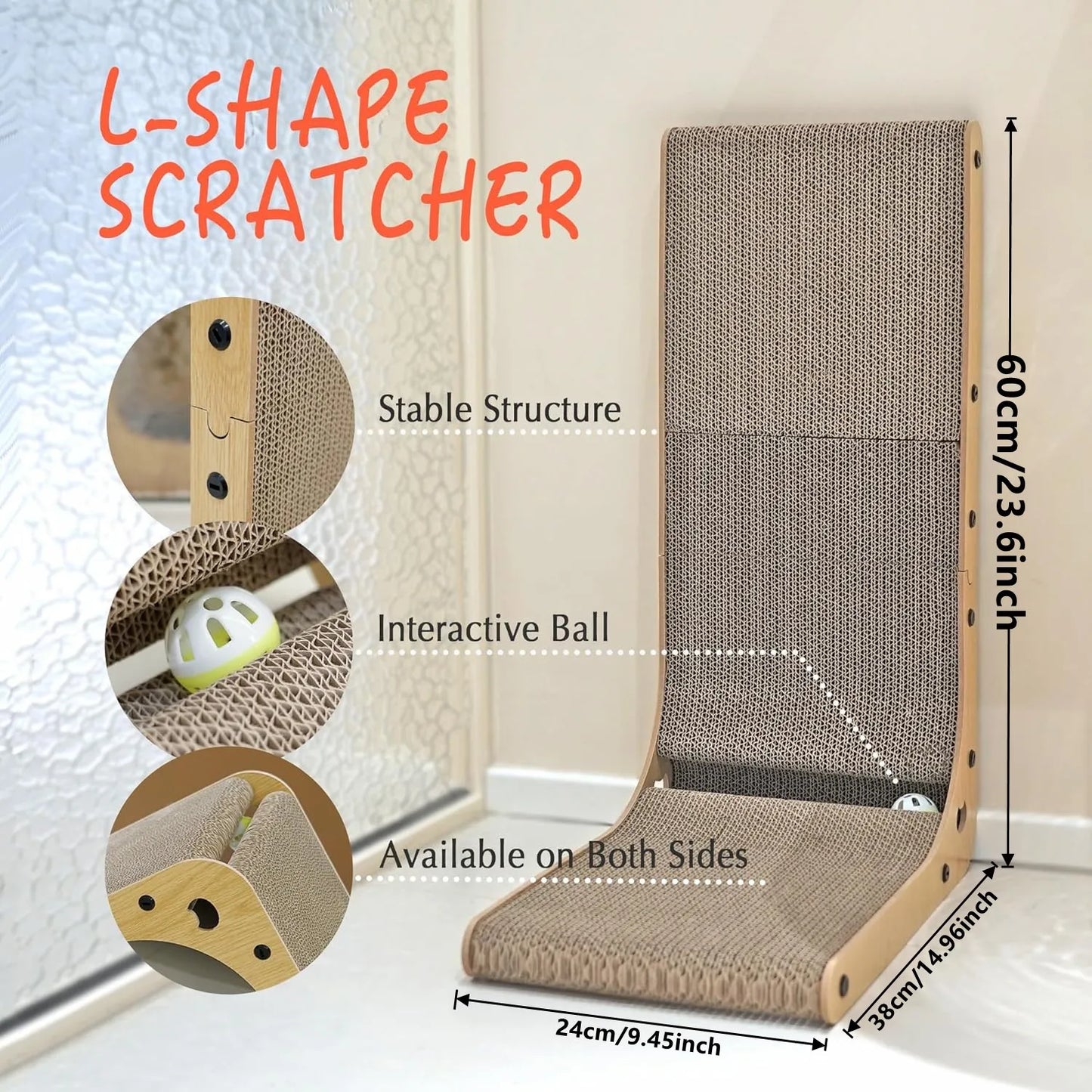 NONECN L Shape Cat Scratcher For Indoor Cats Cardboard