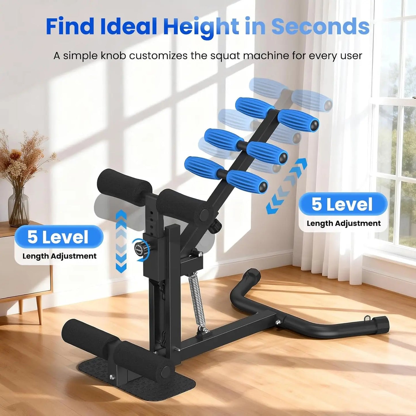RELIFE  Deep Squat Machine, Adjustable Height Glute Trainer for Women, Core & Leg Workout Equipment for Home Gym