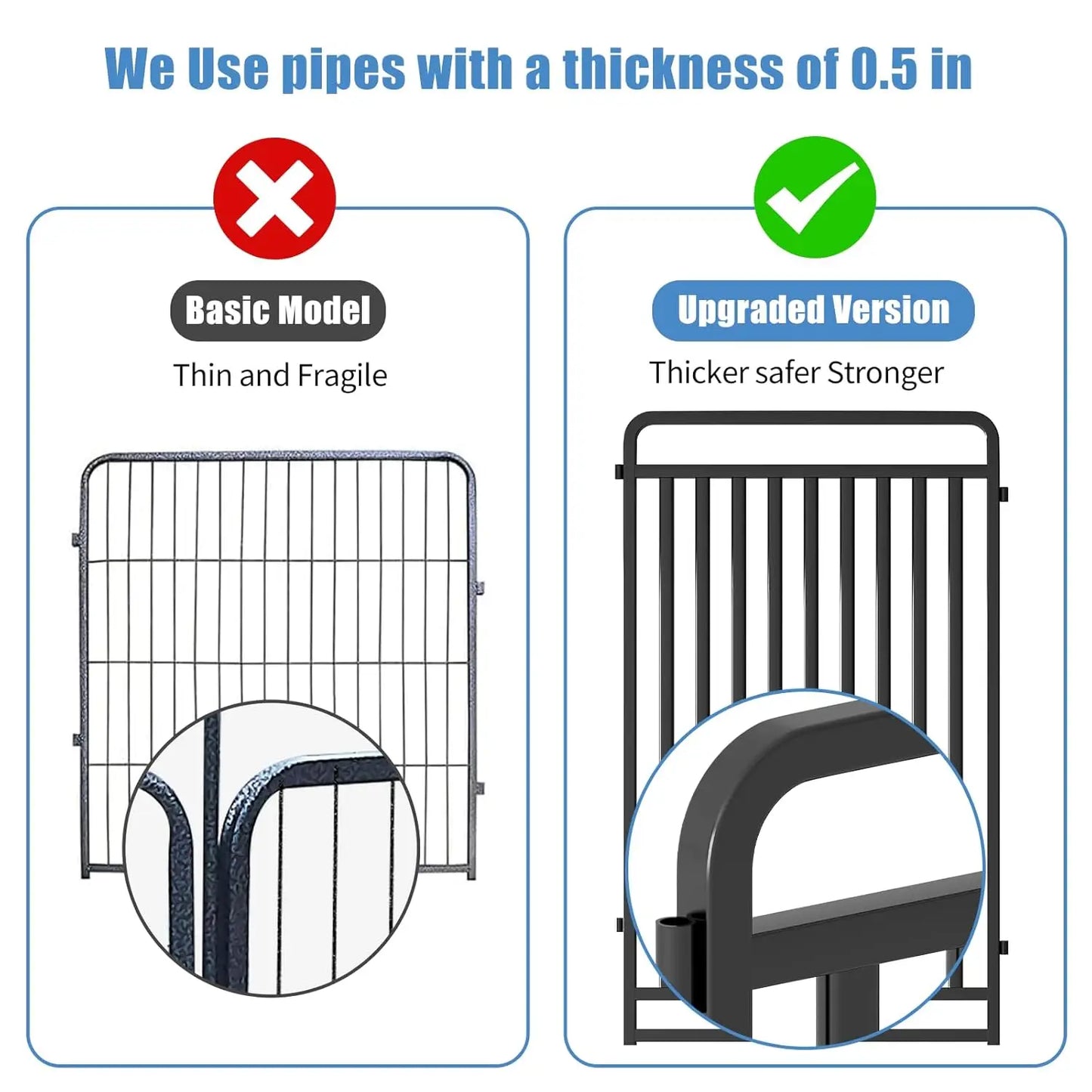 43in Foldable Metal Dog Playpen Fence with Door for Large Medium Small Dogs Outdoor Yard 16 Panels Custom