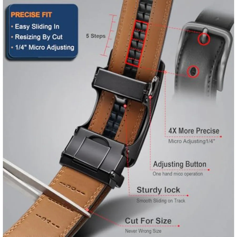 Men's Belt,Slide Ratchet Belt Adjsutable For Men Suit Casual Jeans Gift Boxed,Trim To Fit,40"-44"Waist Adjustable