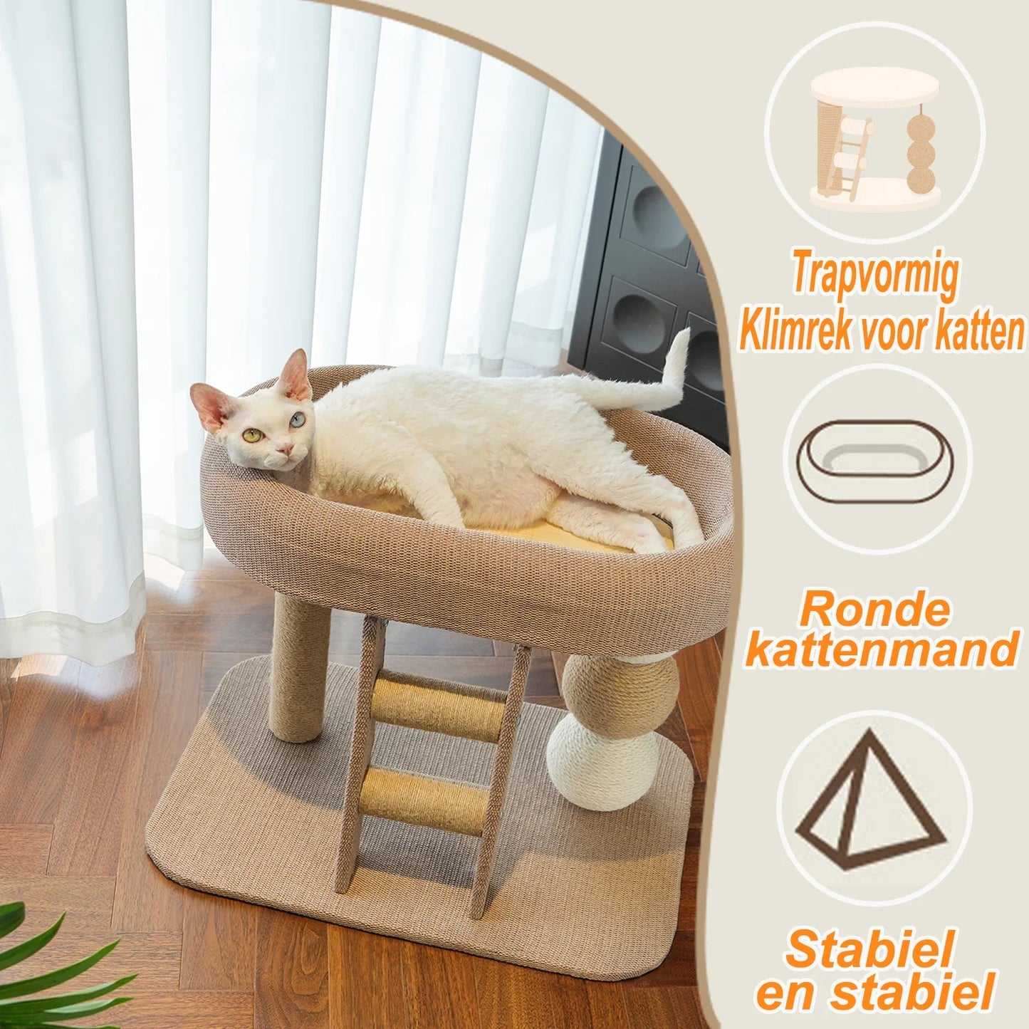 NONECN Cat Scratching Post With Plush Bed For Indoor Cats