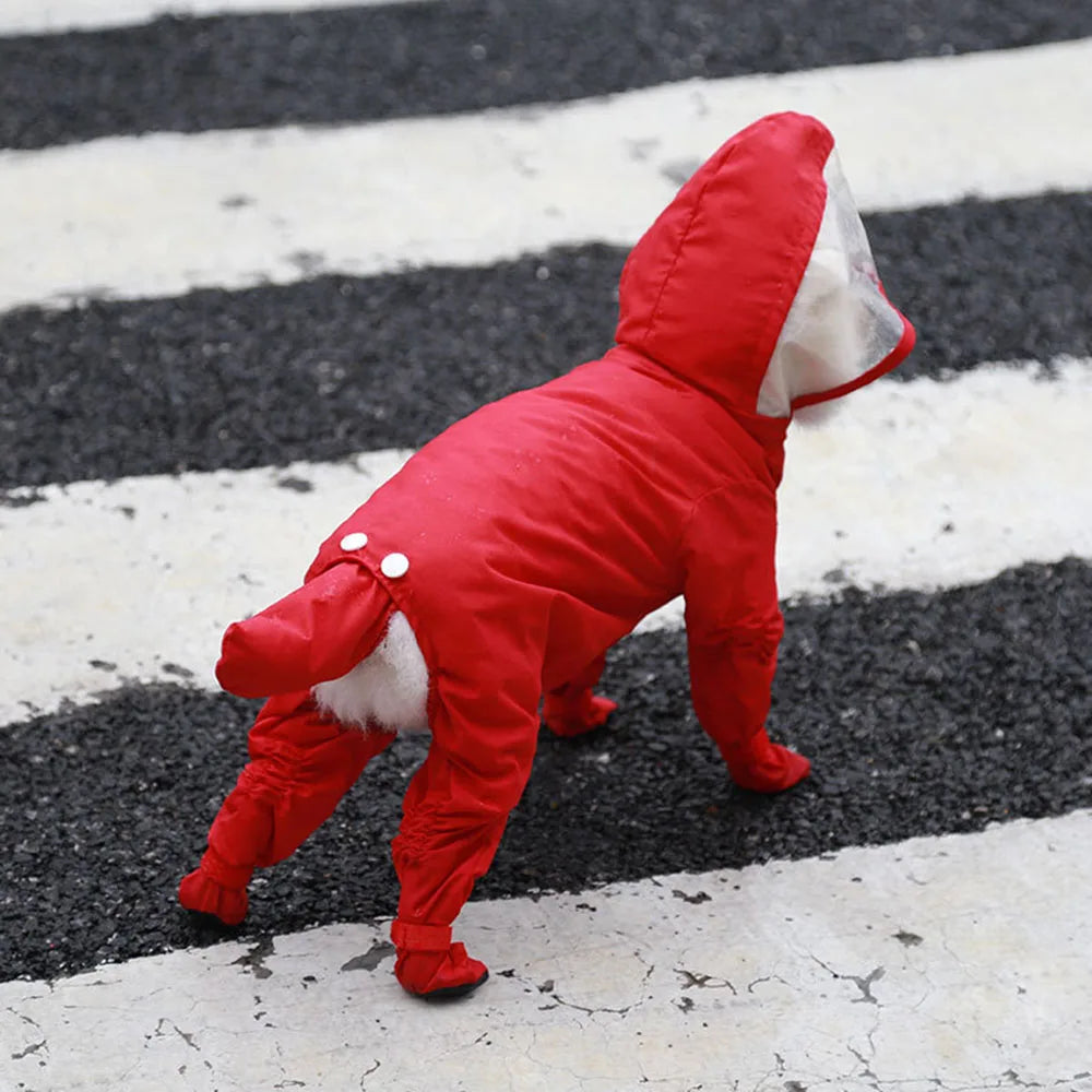 Waterproof Dog Raincoat With Boots Hooded Jacket Gear
