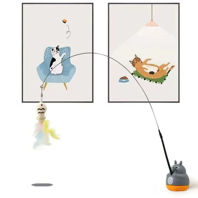 Cat Teaser Wand Toy With Feather And Bell Interactive Cat Toy