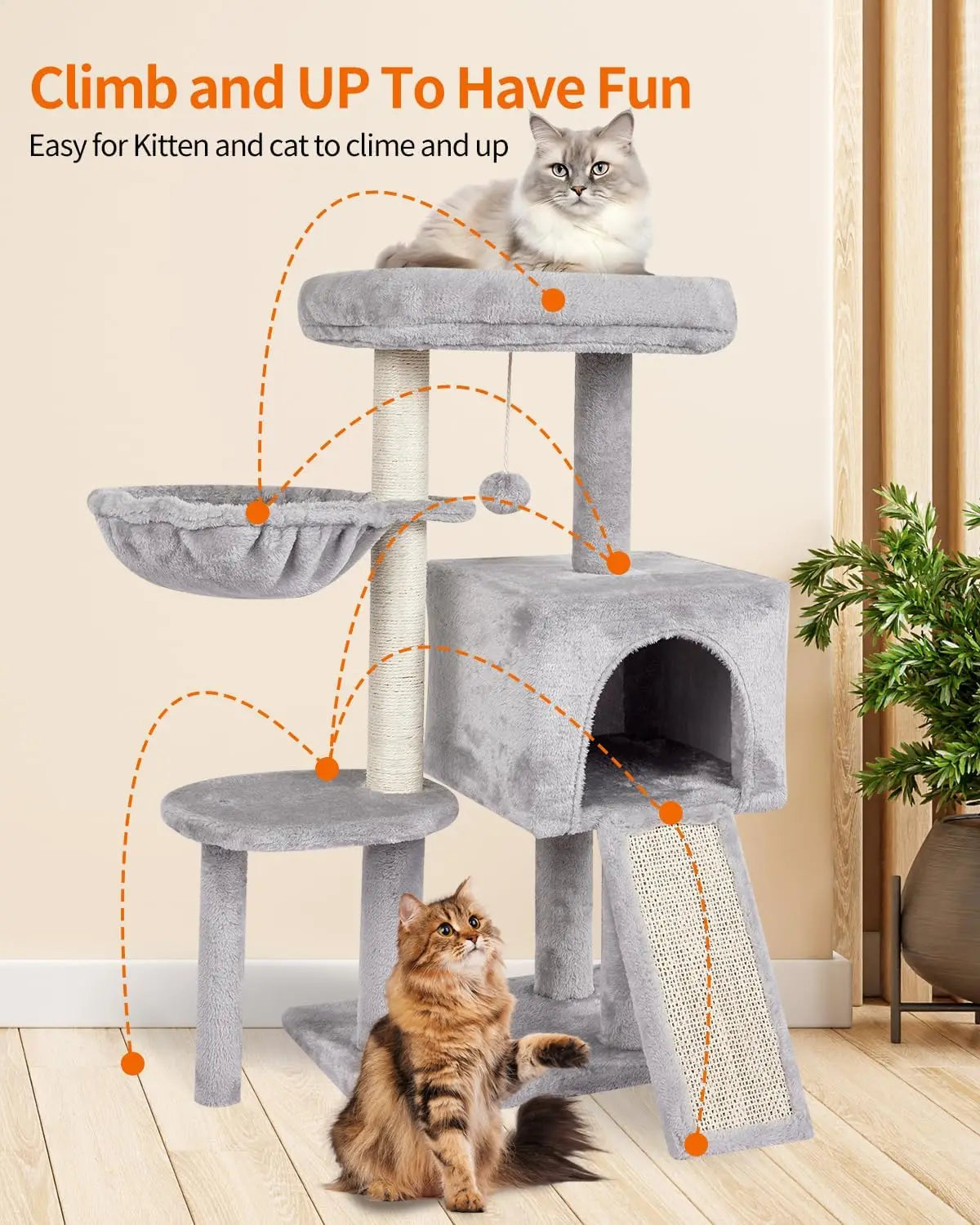 Cute Cat Tree Kitten Tower With Jump Platform Condo