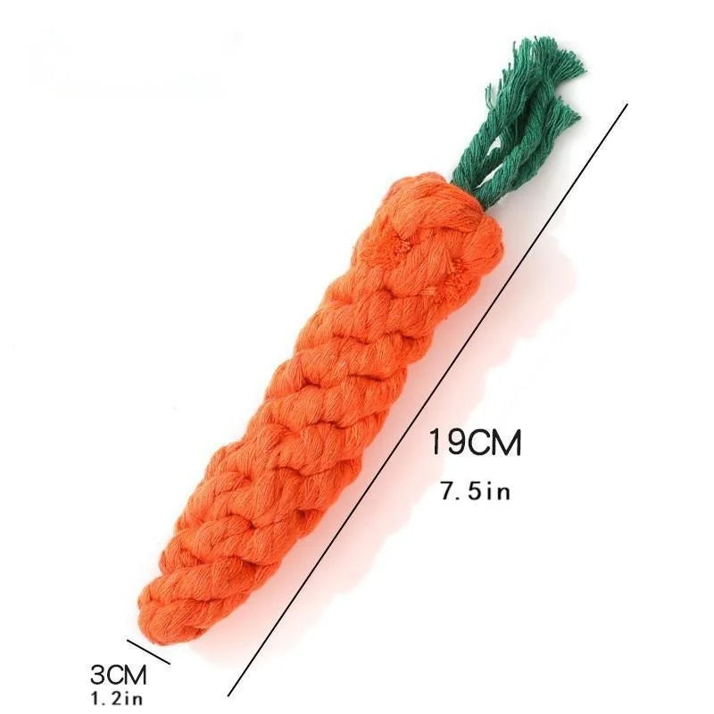 Knot Toy Carrot Shaped Cotton Rope For Dogs And Cats