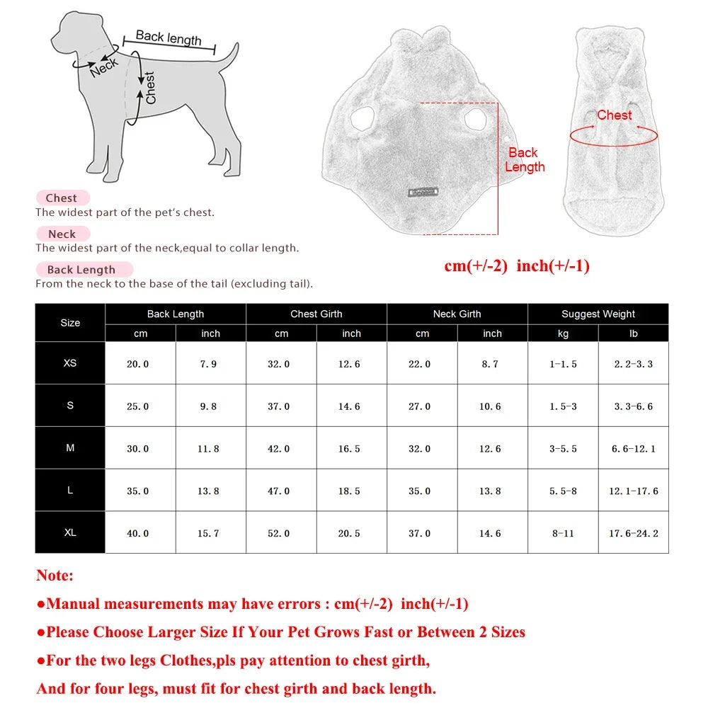 Winter Fleece Hooded Pet Sweater Coat For Small Dogs Cats