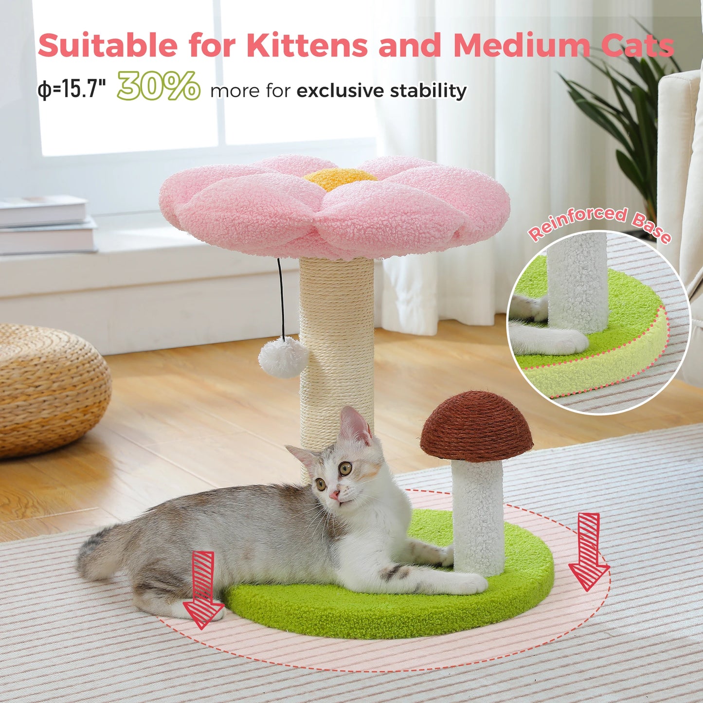 PAWZ Road Small Cat Scratching Post With Removable Flower Bed