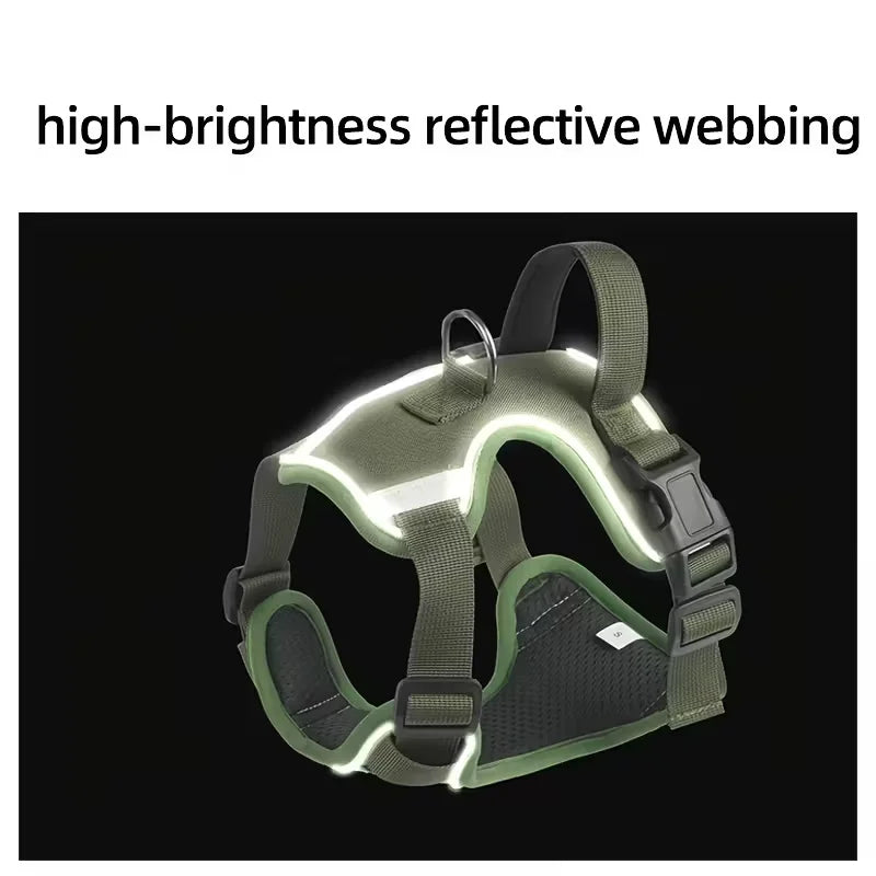 Heavy Duty Dog Harness With Front Leash Connector And Buckles
