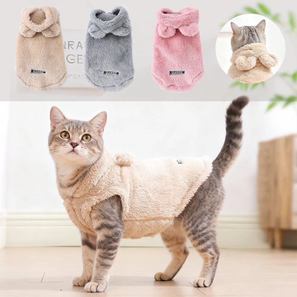 Winter Fleece Hooded Pet Sweater Coat For Small Dogs Cats